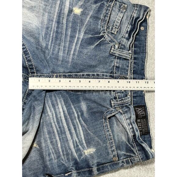 T.K. Axel Jeans Mens W32 L32 Wolcott Boot Cut Distressed Ripped Blue Denim - Picture 7 of 16